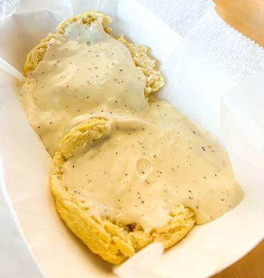 Biscuits and gravy from Biscuits + Brisket + Beer