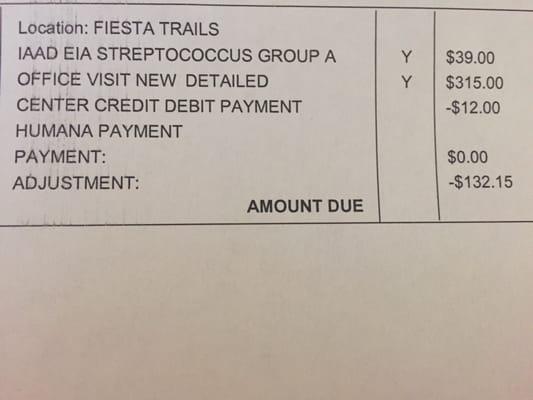 $315 for an office visit?! So much more expensive than complete care or Texas med clinic. Do not go here!