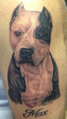 Dog Portrait Tattoo Done By Patrick