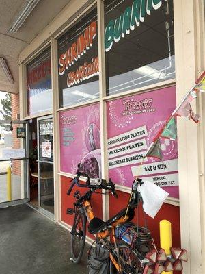 My eBikeKit-assisted CruzBike parked outside as I pickup the order.