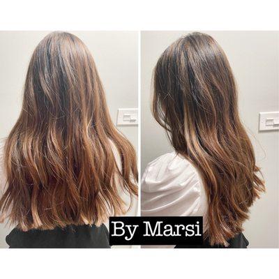 Cut, balayage and olaplex