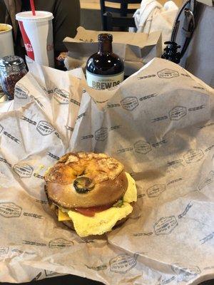 Chorizo & egg breakfast bagel sandwich