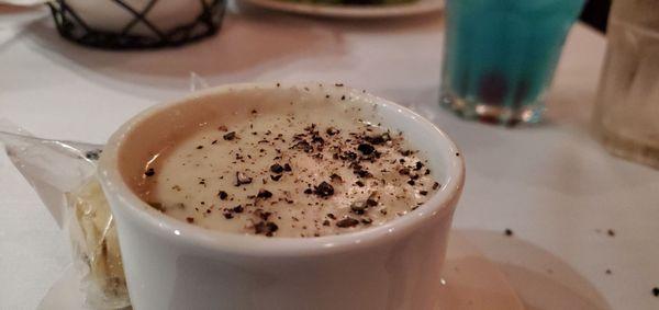 Clam Chowder after my preferred sprinkle of fresh ground pepper