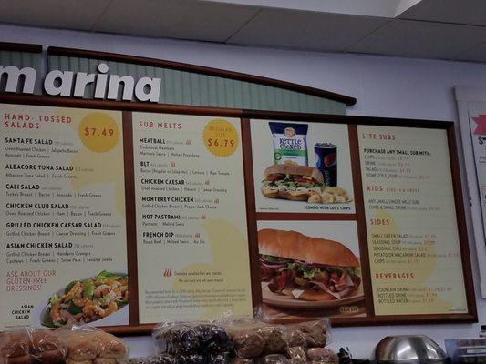 Submarina menu inside Valero convenience and gas.