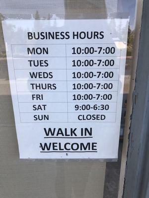 Business hours 6/6/17