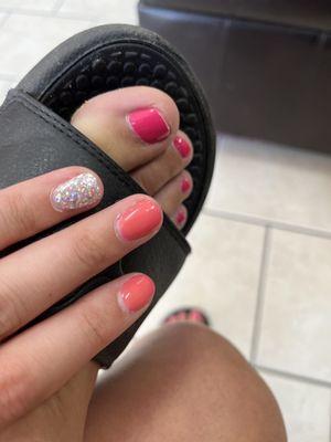 Shellac faded to a light pink. Toes had to be re cut and filed