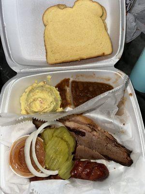 2 meat plate Potato Salad Pinto Beans