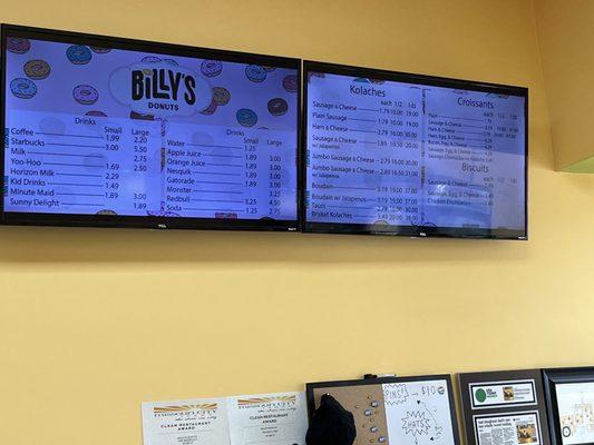 Updated photos from August 20,2022, of menu of Billy's Donuts that show price increases.