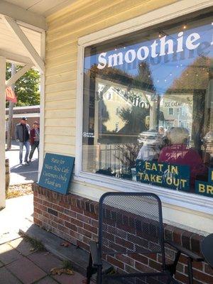 View into coffee house from patio