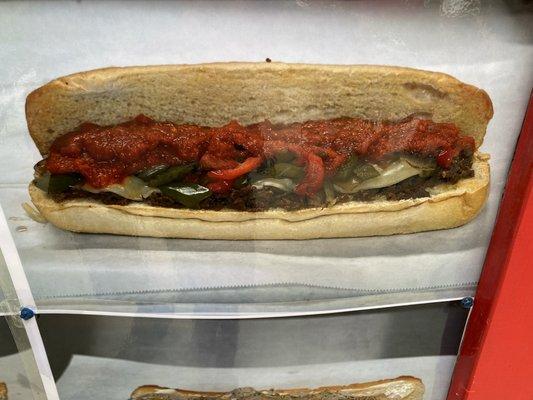 Our steak sub with our signature sauce !!