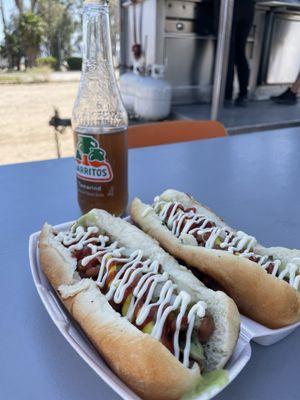 2 Sonoran Hot Dogs and Tamarind drink from Hotdogs Alvarado