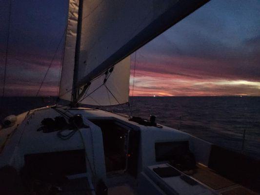 Sunset for our night sailing adventure