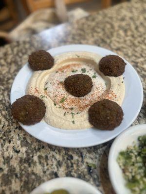 Hummus and falafel thanks to checking in here on Yelp!