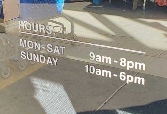 Store hours. They are open on Sunday until 6 PM