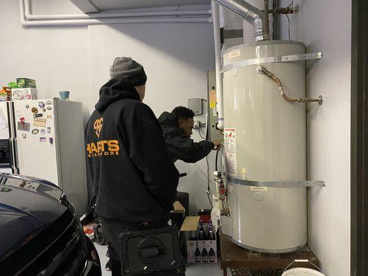 Water heater installation.