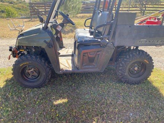 Polaris Ranger side by side. I had the tires, Coyote mounted on rim for me, beautifully.