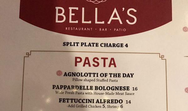 These first three pastas listed have house made pasta! So fantastic!