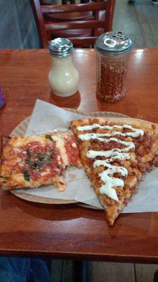 Grandma's Pizza and the chicken bacon ranch pizza.