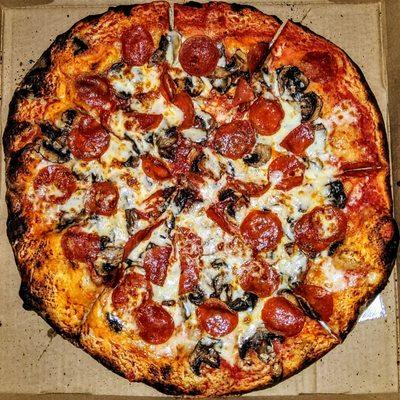 Pepperoni and Mushrooms pizza.