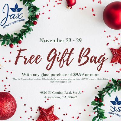 Free gift bag with glass purchase of $9.99 or more!