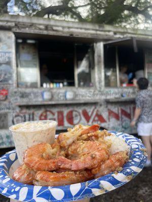 Shrimp Scampi with macaroni salad side