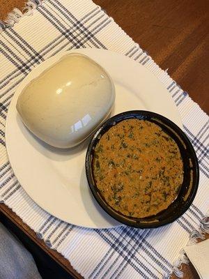 Vegetarian Taushe with pounded yam