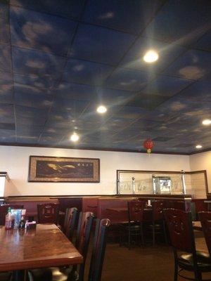 The spray painted ceiling - honestly, not that bad