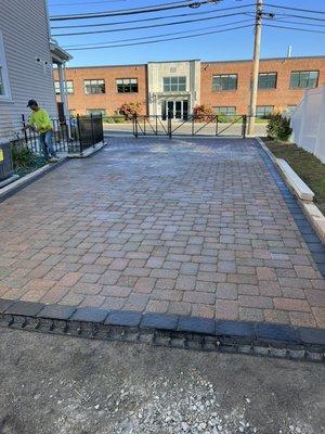 new driveway in brick pavers