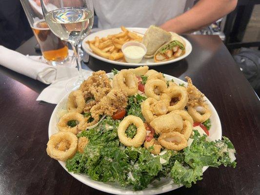 Kale salad, add calamari $19.50