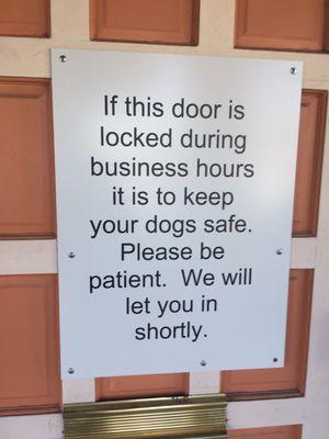 Sign on front door