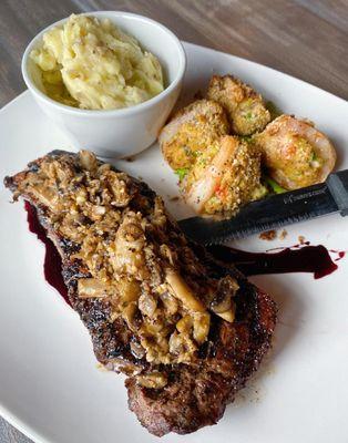 Crab Stuffed Strip and Shrimp