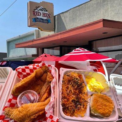 Fried catfish and grits breakfast