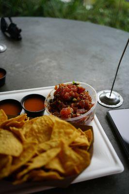 Tuna poke and chips