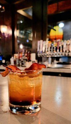 Maple bacon Old Fashioned with homemade brown sugar simple syrup