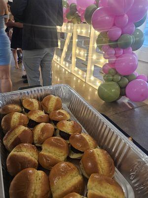 Angus beef cheeseburger sliders fresh off The Grill