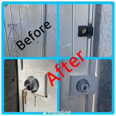 We welded a housing box to the gate, painted the box to match the gate and then installed a double sided lock.