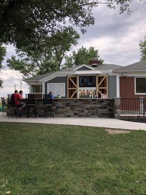 Outside TV and bar area