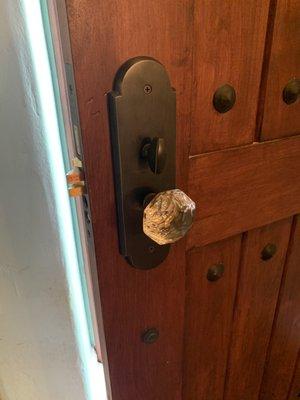 Perfect installation of door handle, lock.