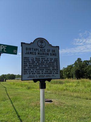 Birthplace of James Marion Sims Historic Marker