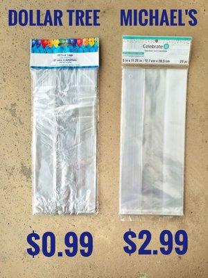 Cellophane Bags Dollar Tree vs Michael's