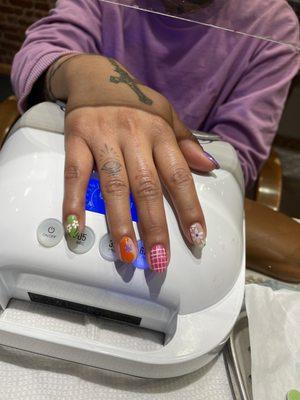 Gel manicure with nail art