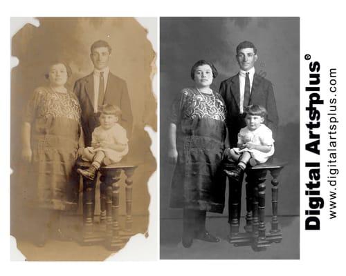 Photo restoration before and after