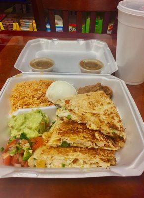 Huge Fresh Chicken Quesadillas just now!  Oh sooooo delicious and the absolute best in Dallas!!