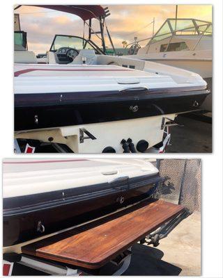 Swim step installation on a beautiful wake boat.