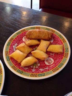 Crab Rangoon and egg roll