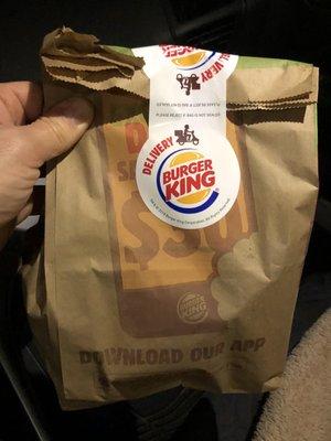 Sealed bag from drive-through pickup.