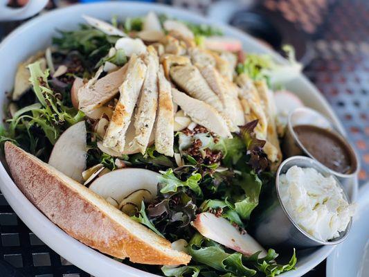 Peach Salad w/chicken   vinaigrette & Goat cheese on the side forgot the price to this one.