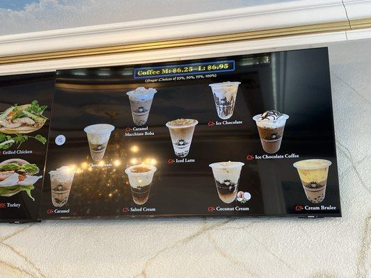 Coffee menu