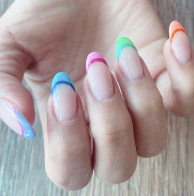 Rainbow nail extensions