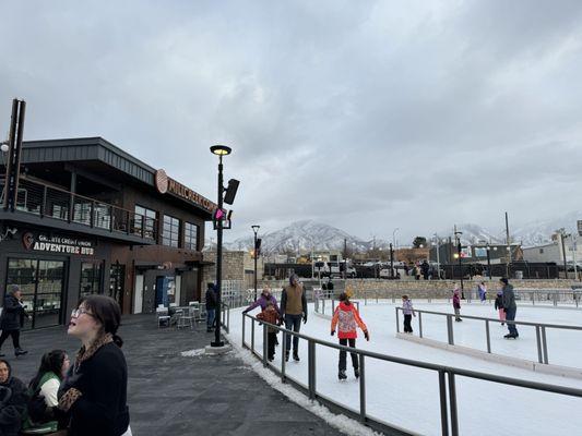 Outdoor ice skating rink